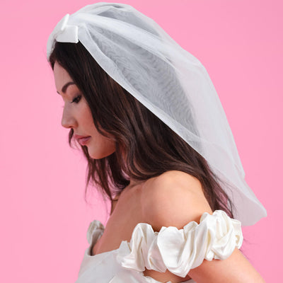 Bridal Bow Veil - satin bow veil