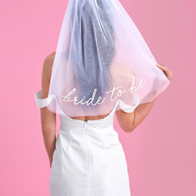 Bride To Be Veil - white embroidered veil