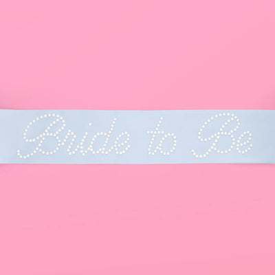 Pearl Blue Sash - blue silk + pearls
