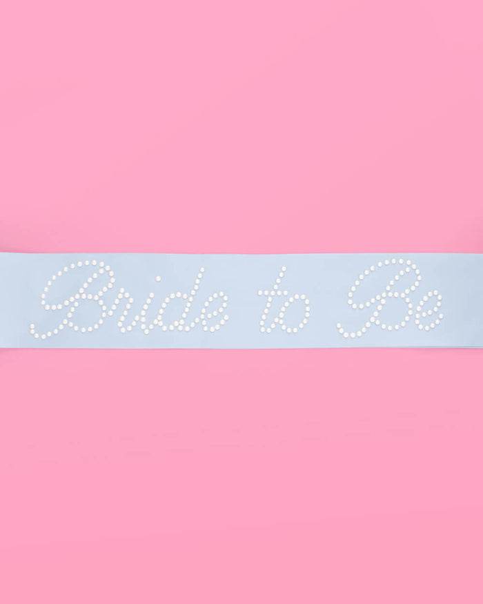 Pearl Blue Sash - blue silk + pearls