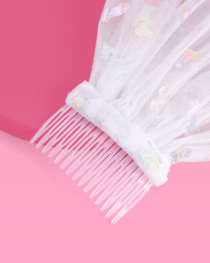 Sorry Mom Veil - iridescent foil penis veil