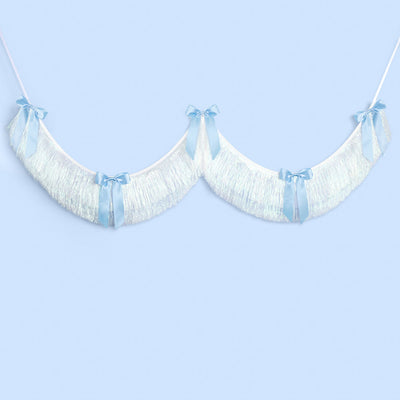 Something Blue Fringe - layered fringe + satin bows