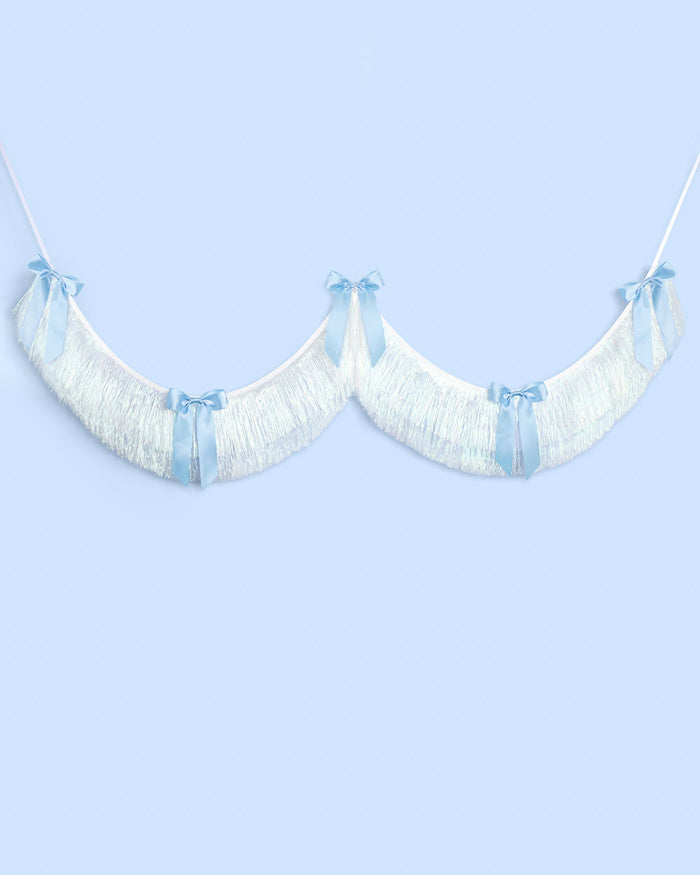 Something Blue Fringe - layered fringe + satin bows