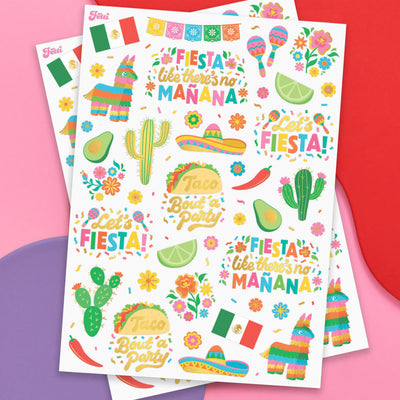 Let’s Fiesta Tats - 52 metallic temporary tattoos