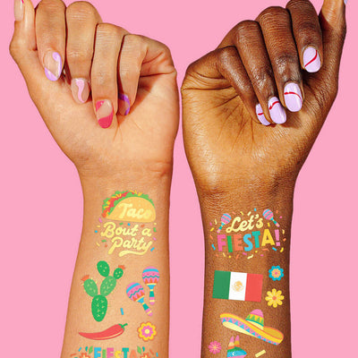 Let’s Fiesta Tats - 52 metallic temporary tattoos