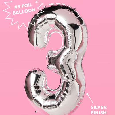 30 Number Balloons - 40" silver foil balloons
