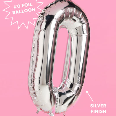 30 Number Balloons - 40" silver foil balloons
