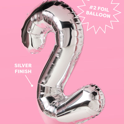 21 Number Balloons - 40" silver foil balloons