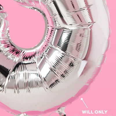 30 Number Balloons - 40" silver foil balloons