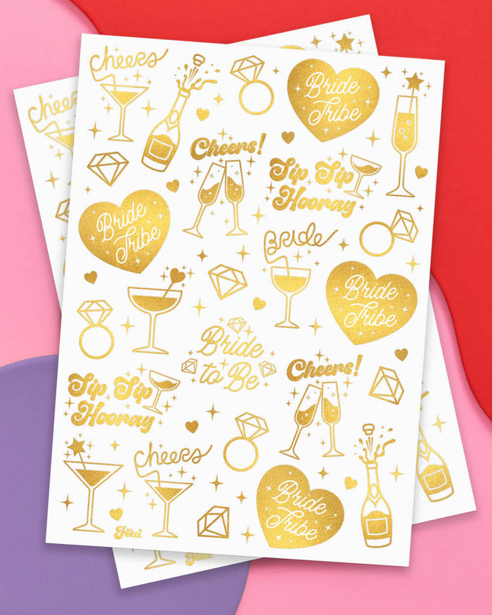 Sippin’ Pretty Tats -  54 foil temporary tattoos