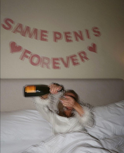Same Penis 4ever Banner - pink glitter banner