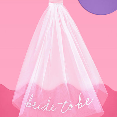 Bride To Be Veil - white embroidered veil