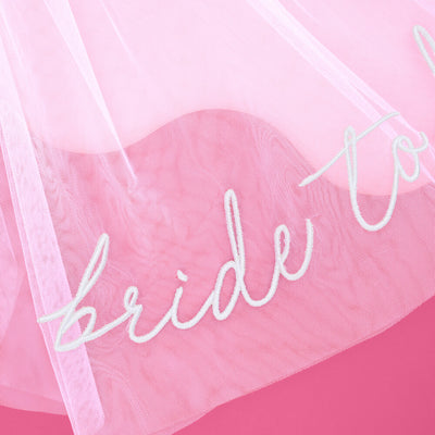 Bride To Be Veil - white embroidered veil