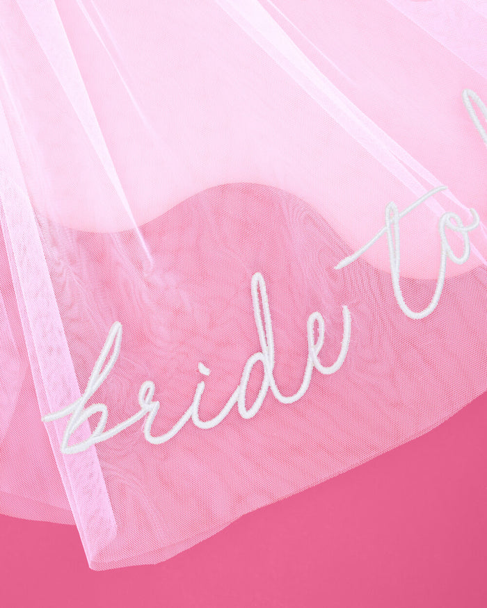 Bride To Be Veil - white embroidered veil