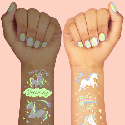 Unicorn Glo Tats - 46 foil temporary tattoos