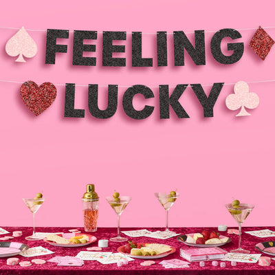 Feeling Lucky Banner - black glitter banner
