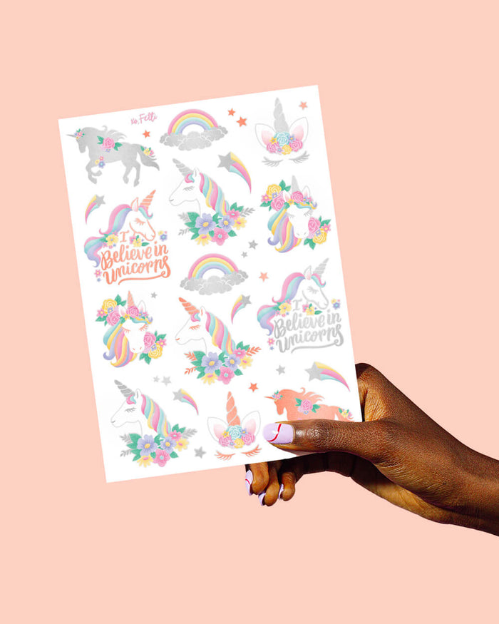 Unicorn Tats - 52 foil temporary tattoos