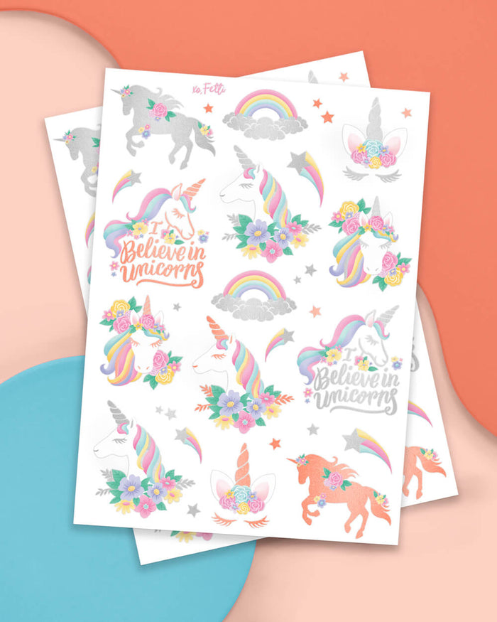 Unicorn Tats - 52 foil temporary tattoos