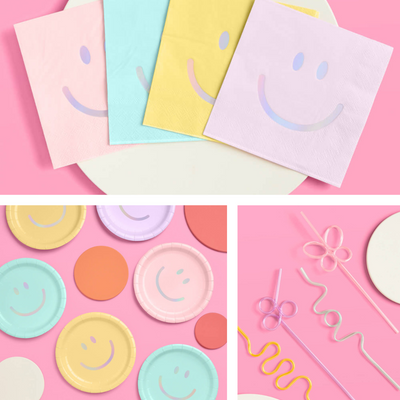 Pastel Party Starter Pack - Plates, Napkins + Straws