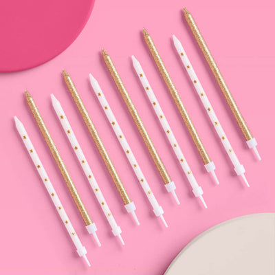 Wish Upon A Star Candles - 10 gold glitter candles