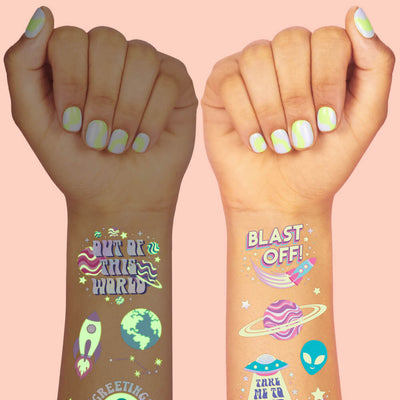 Space Girl Glo Tats - 46 temporary tattoos