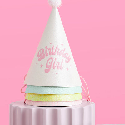 Pastel Party Hats - 13 glitter paper hats