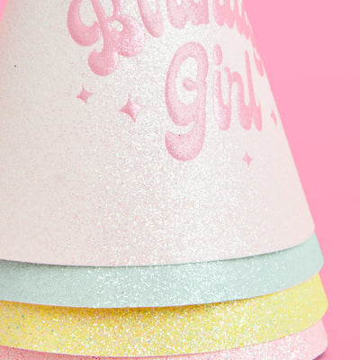 Pastel Party Hats - 13 glitter paper hats