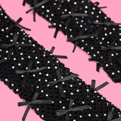 Blackout Gloves - fishnet bow gloves