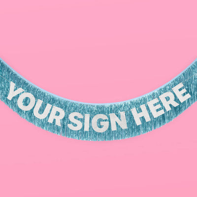 Aquamarine Fringe - blue foil banner