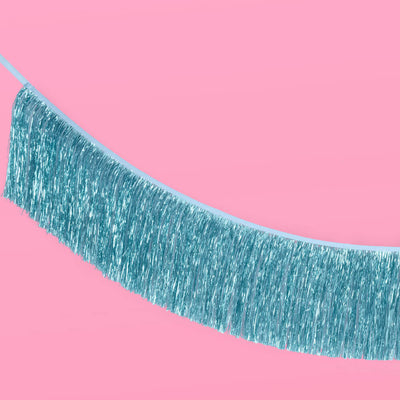 Aquamarine Fringe - blue foil banner
