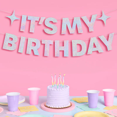 Shimmer Birthday Banner - holographic foil banner