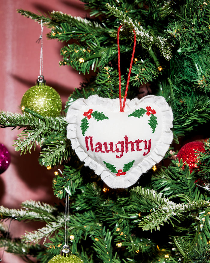 Naughty or Nice Ornament - cross stitch ornament