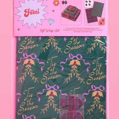 Tis the Season Wrapping Paper - 12 sheets + 16 tags