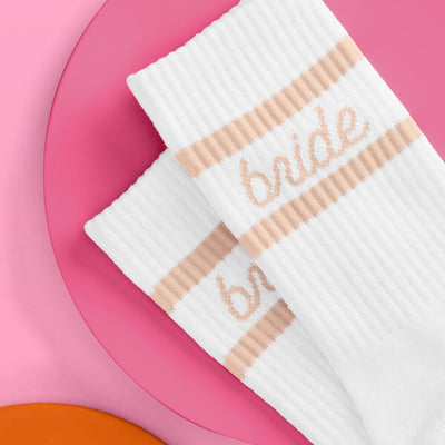 Beige Bride Socks - white tube socks