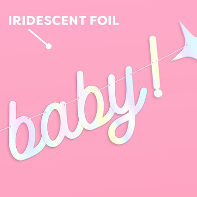 Oh Baby Banner - iridescent foil banner