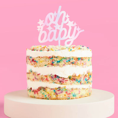 Oh Baby Topper - iridescent cake topper