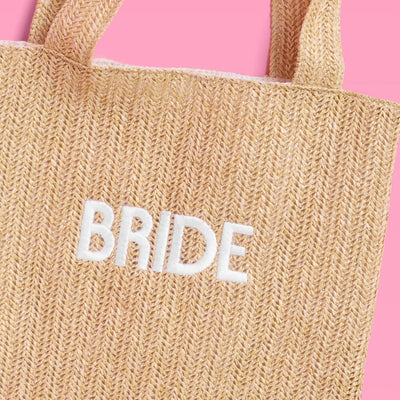 Bride Beach Tote - embroidered straw tote