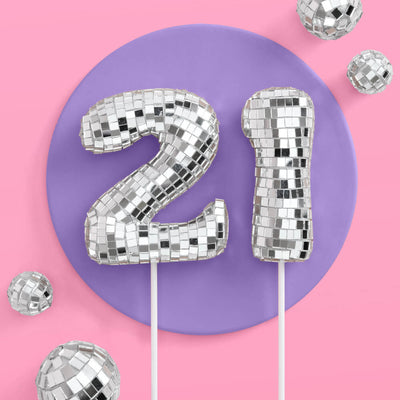 21 Disco Topper - 6 pc mirrored cake toppers