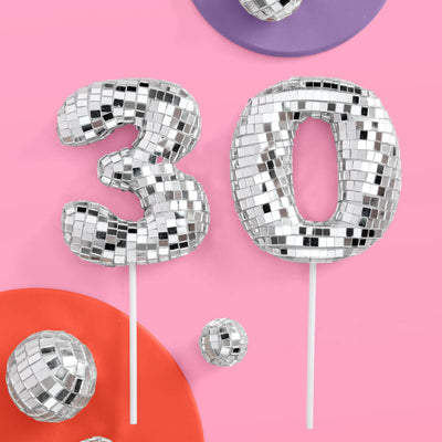 30 Disco Topper - 6 pc mirrored cake toppers