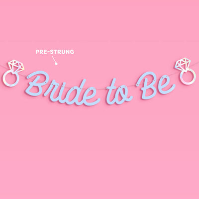 Blue Bride To Be Banner - matte blue + iridescent foil