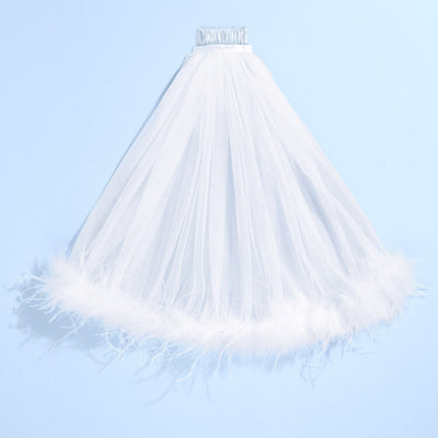 The Feather Veil - premium tulle w. feathered trim
