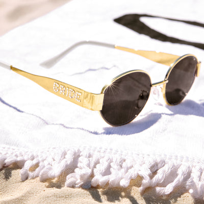 Golden Bride Sunnies - pearl embossed sunglasses