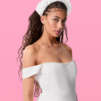 Ruffles Headband - white satin headband