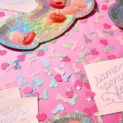 Penis Confetti - 200 pc pink + holographic confetti