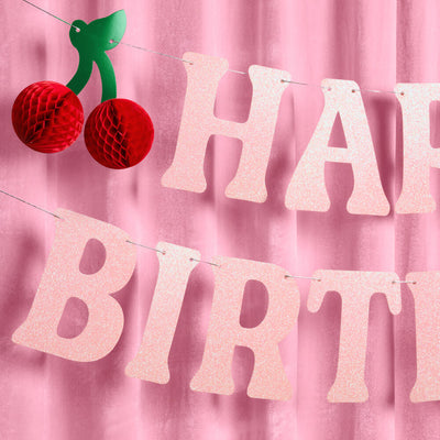 Cherry Bday Banner - 3D glitter banner