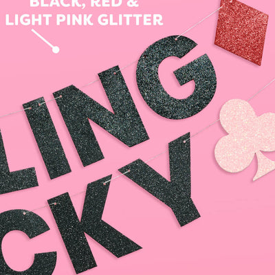 Feeling Lucky Banner - black glitter banner