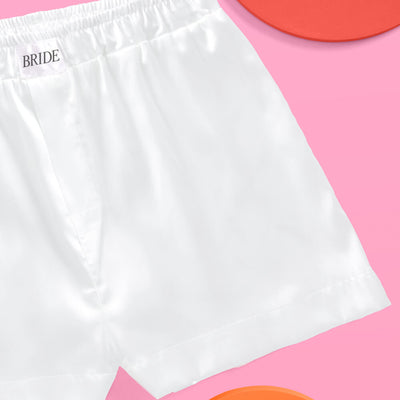 Bride Boxers - white satin shorts