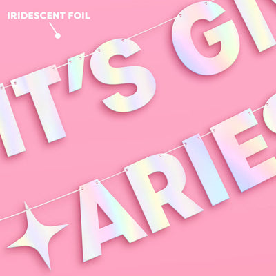 It's Giving Aries Banner - iridescent foil banner