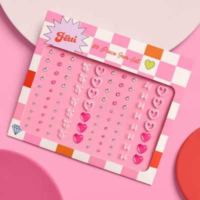 Bow + Heart Gem Set - 89 adhesive face gems