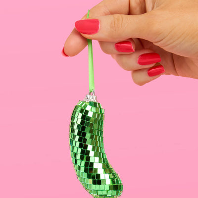 Disco Pickle Ornament - green disco ornament